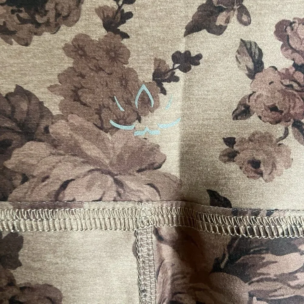 Beyond Yoga Spacedye Caught In The Midi High Waisted Leggings Sz XL Brown Floral